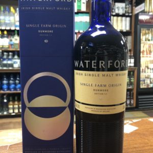 Waterford Single Farm Origin Dunmore Edition 1.1 Irish Whiskey, 33% first fill US oak, 18% virgin US oak, 25% premium French oak and 24% Vin Doux Naturel.