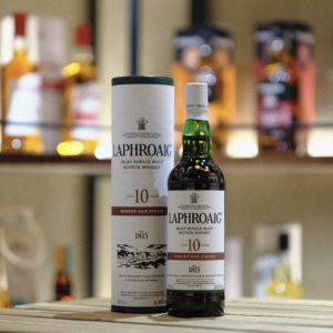 Laphroaig 10 Year Old Sherry Oak Finish Scotch Whisky, Rich and sweet peat smoke with a thick layer of raisin jam, pine needles, earth and cinnamon.