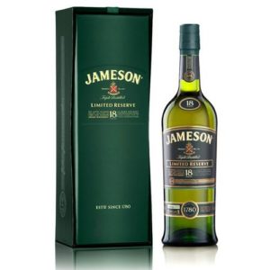 Jameson Limited Reserve 18 Year Old Irish Whiskey, Matured for 18 years in hand-selected oak casks from Europe and America.