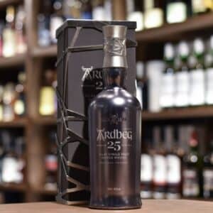 Explore the exclusive Ardbeg 25 Year Old 2022 single malt whisky, aged 25 years in ex-bourbon barrels for unmatched complexity and smoky richness.