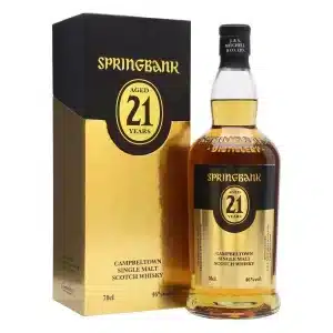 Experience the exquisite Springbank 21 Year Old 2022, a limited edition whisky matured in a unique blend of 55% Sherry Cask and 45% Port Cask.