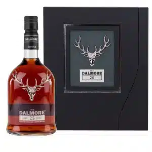 Indulge in the luxurious Dalmore 25 Year Old 2022 Edition. This Highland single malt is matured in bourbon, sherry, and port casks, creating flavors.